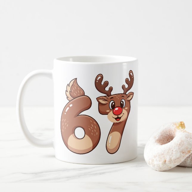Café Caneca Rena de Natal Meme 67 (Com Donut)