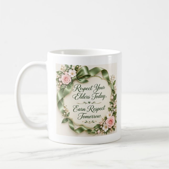 Café Caneca Respeite seus Anciãos | Caneca de Presente  (Esquerda)