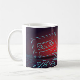 Café Caneca Retro 80s Synthwave Fita Cassete de Áudio O