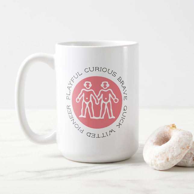 Café Caneca Rosa de Traços de Gêmeos Fofos (Com Donut)
