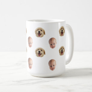 Café Caneca Rosto de Família Fofo Personalizado 2 Fotos