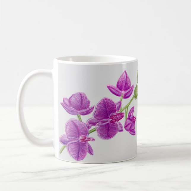 Café Caneca roxa da flor de Christina (Esquerda)