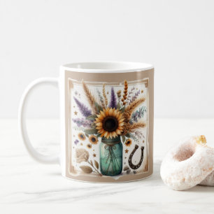 Café Caneca Rústica Western com Girassóis de Presente