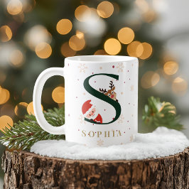Café Caneca S de Monograma de Natal Personalizada