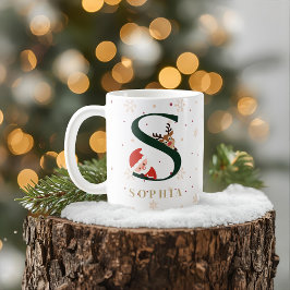 Café Caneca S de Monograma de Natal Personalizada