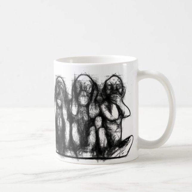 Café Caneca sábia do esboço de três macacos (Direita)