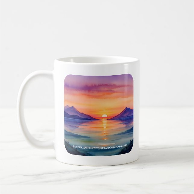 Café Caneca Salmo 46:10 Aqueça-se e saiba que eu sou De (Esquerda)
