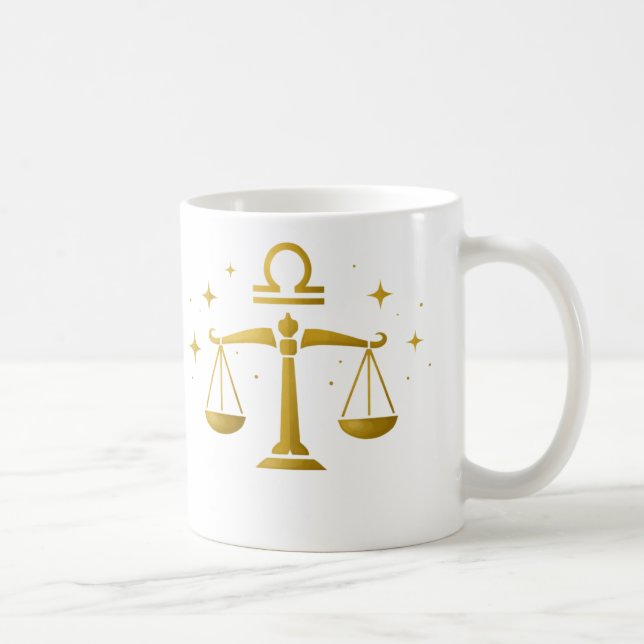 Café Caneca Símbolo Zodíaco de Libra – Design de Balanç (Direita)