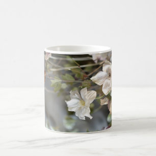 Café Caneca Sofisticada de Floral Branco Flores Pálid