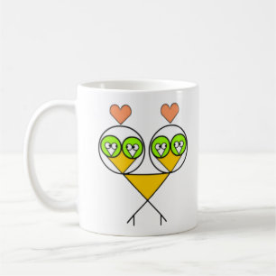 Café Caneca Surrealista de Pássaros de Amor Fractal