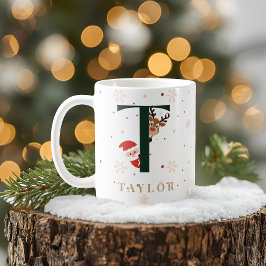 Café Caneca T de Monograma de Natal Personalizada
