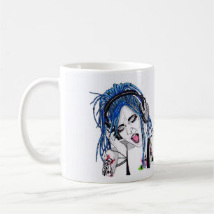 Café Caneca Tattooed alternativo da menina de Dreadlock