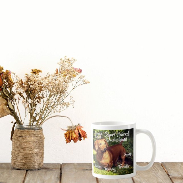 Café Caneca Traços de Cachorro Dachshund de Pelo Curto (Criador carregado)