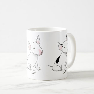 Café Caneca - trio de filhotes de bull terrier branco