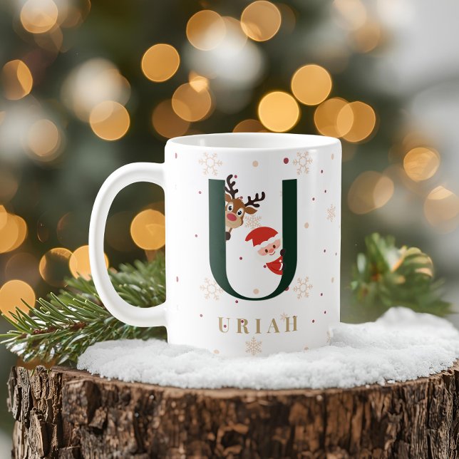 Café Caneca U de Natal Personalizada com Monograma (Criador carregado)