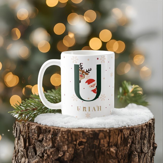 Café Caneca U de Natal Personalizada com Monograma (Criador carregado)