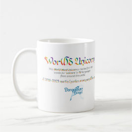Café Caneca Unicórnio Arco-Íris de Palavras Mundiais