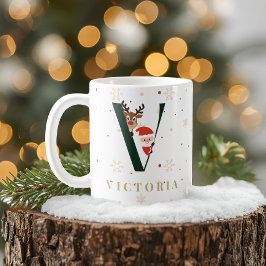 Café Caneca V de Monograma de Natal Personalizada