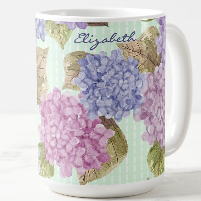 Café Caneca Verde com Nome Personalizado e Flores de Ho (Criador carregado)