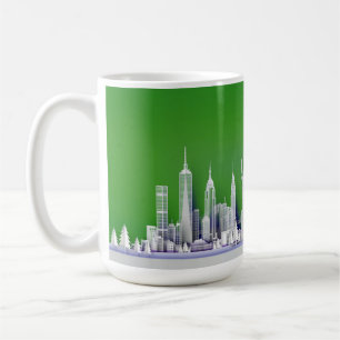 Café Caneca Verde de Natal do Papai Noel sobre a Cidade