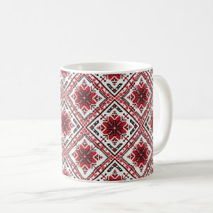 Café Caneca vermelha de arte popular tradicional ucrani
