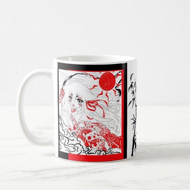 Café Caneca vermelha e preta e de Whtie (Esquerda)