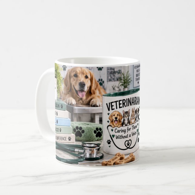 Café Caneca Veterinário Cuidando de Animais (Frente Esquerda)