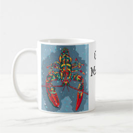 Café Caneca Vibrante de Lagosta Abstrata