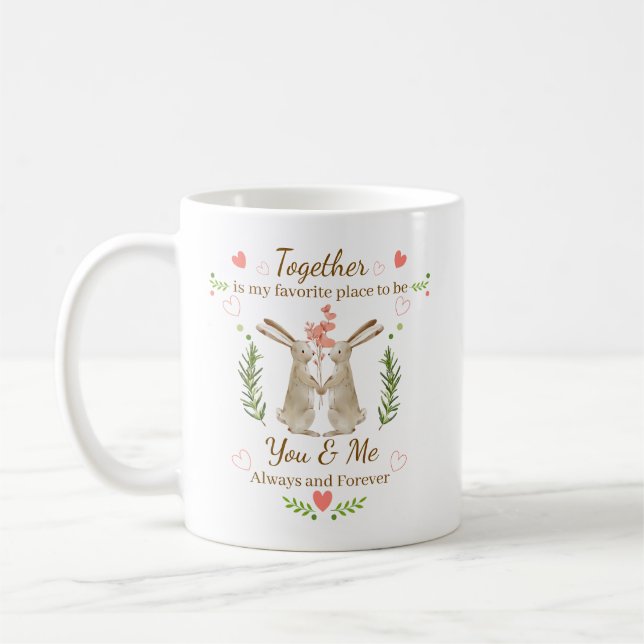 Café Caneca Você & Eu Juntos - Caneca Fofa de Coelho Ca (Esquerda)