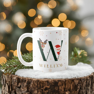 Café Caneca W de Natal com Monograma Personalizado