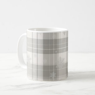 Café Caneca Xadrez Cinza Moderno de Inverno com Neve Su