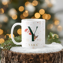 Caneca Y de Monograma de Natal Personalizada