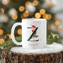 Café Caneca Z de Monograma de Natal Personalizada