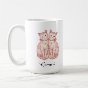 Café Caneca Zodíaco Celestial Gêmeos - Arte de Gatos Gê