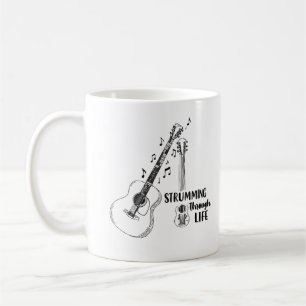 Café Canto pela Vida – Caneca de Guitarra Minimalista
