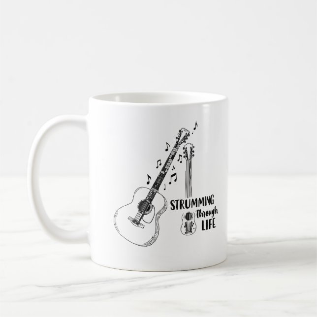 Café Canto pela Vida – Caneca de Guitarra Minimalista (Esquerda)