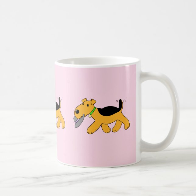 Café Cão de Kawaii Airedale Terrier com uma caneca do (Direita)