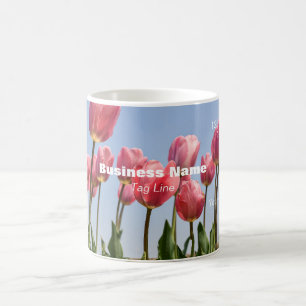 Café Cartão de Promoção Caneca de Negócios Tulipas Rosa