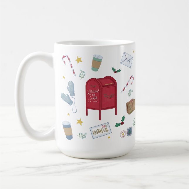 Café Cartas para o Papai Noel Compras de Natal Caneca p (Esquerda)