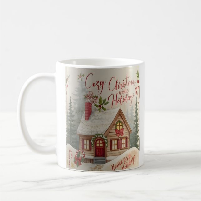 Café Casa de Natal Aconchegante Caneca – Festa de Natal (Esquerda)
