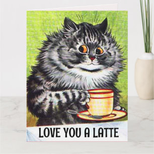 CAFÉ CAT Louis Wain Cartão de Saudação