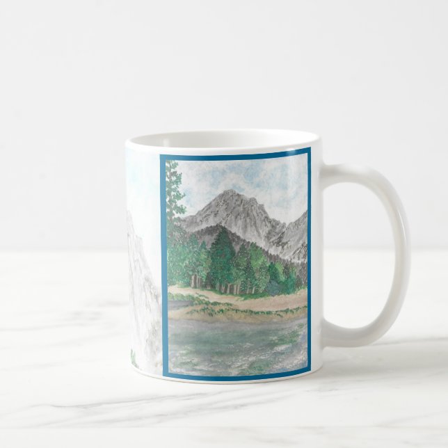 Café Cena de Montanha em Aquarela Caneca Personalizada (Direita)