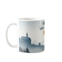 Cena de Vila de Inverno Aconchegante em Caneca de