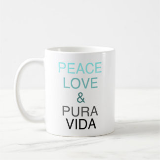 Café Cerceta de Pura Vida do amor da paz & caneca de