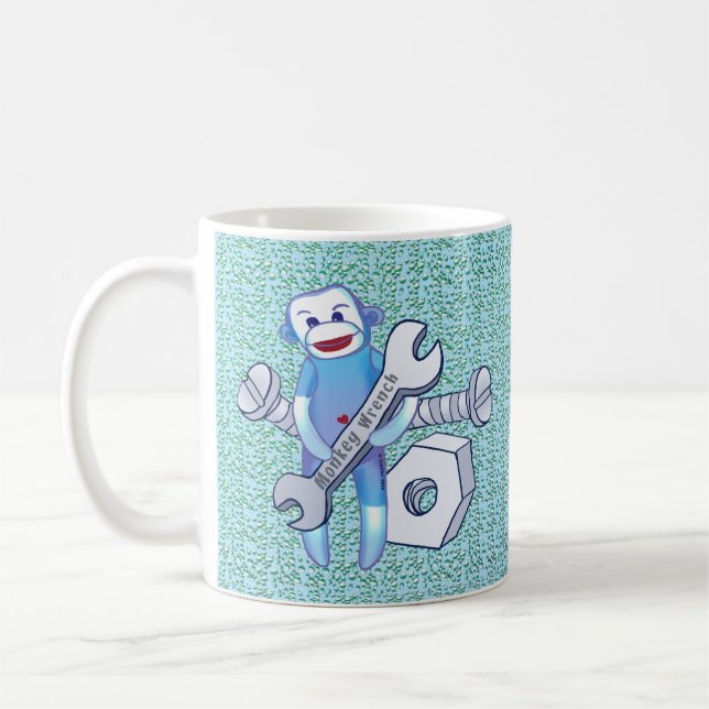 Café Chave de macaco Sock Monkey mecânico caneca (Esquerda)