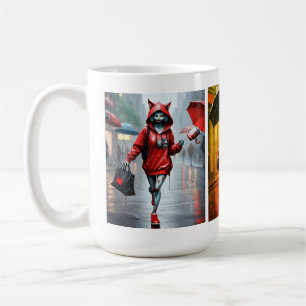 Café Chuva De Gatinho Gimoso Corre Uma Caneca Clássica