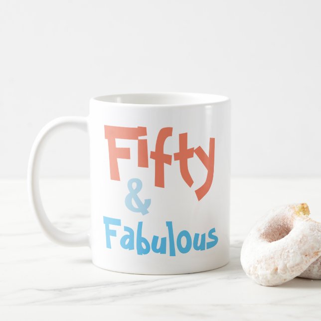 Café Cinquenta e fabulosa caneca de aniversário (Com Donut)