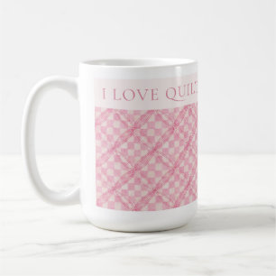 Café COBERTORE DE XADREZ ROSA Caneca Alta Branca + Text