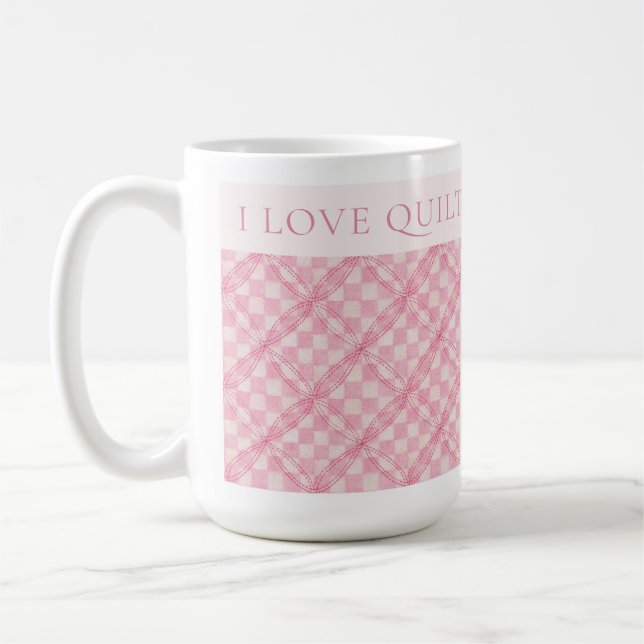 Café COBERTORE DE XADREZ ROSA Caneca Alta Branca + Text (Esquerda)