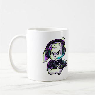 Café Coelho Gamer Fofo com Fones de Ouvido - Caneca Leg